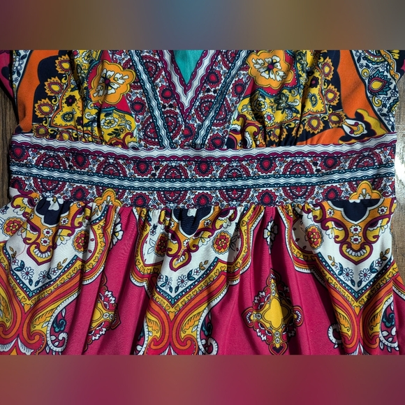 Kiara Women's Bright Colorful Paisley Bohemian Summer Beach Cover Up Size Med - Picture 5 of 16